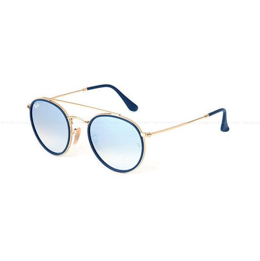 Ray-Ban Round Double Brigde Dourado/Azul Marinho RB3647 001/9U 51